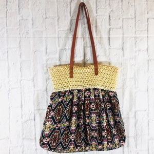 Vintage Boho-Chic Moroccan Rattan Bucket Hobo Tote